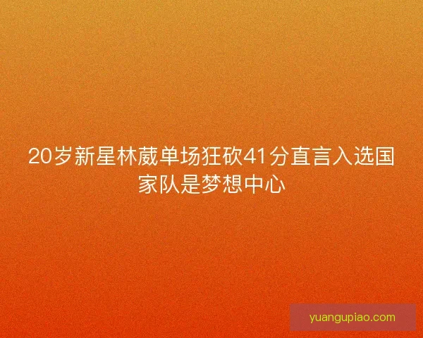 20岁新星林葳单场狂砍41分直言入选国家队是梦想中心
